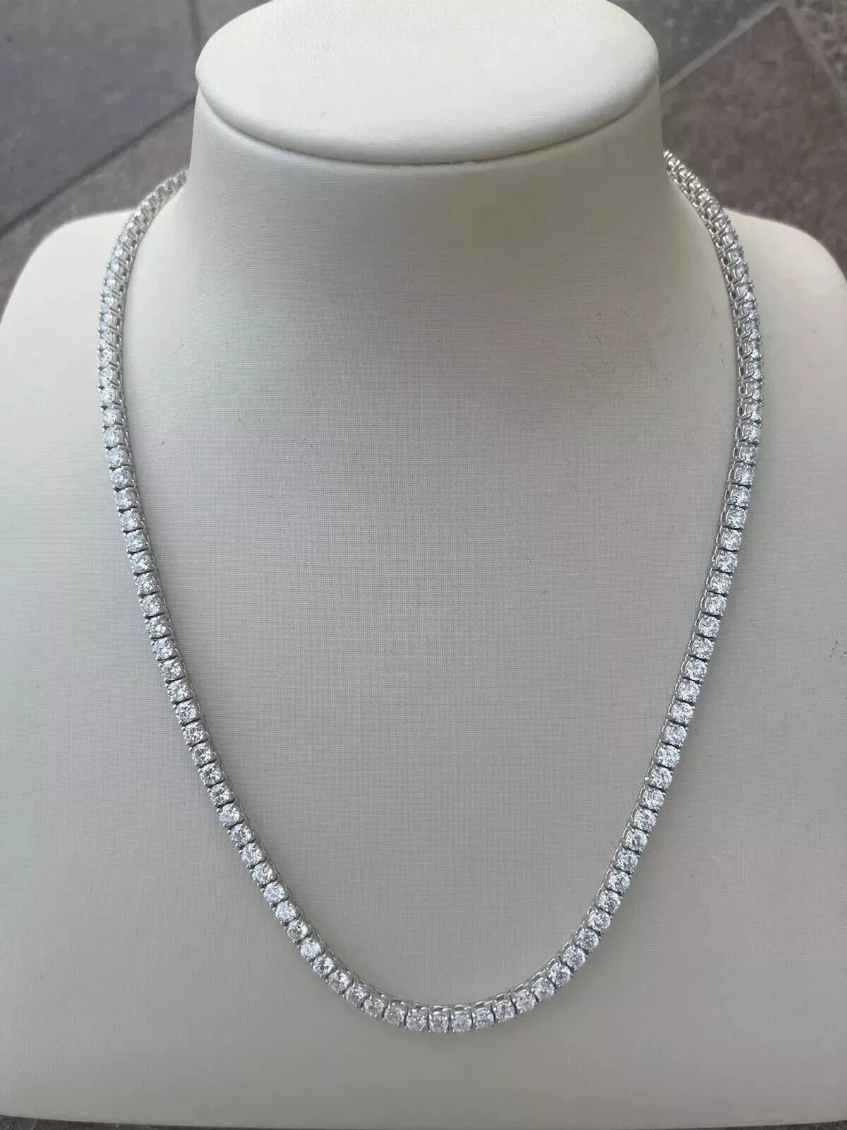 15.30 Ct E VS1 Lab Grown Diamond Eternity Tennis Necklace | 14K Gold 17"