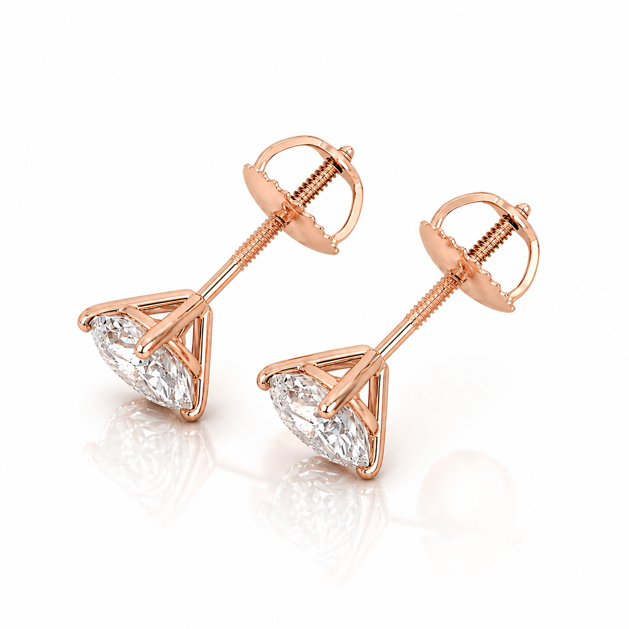 1.00 Carat Diamond Stud Earrings D VS1 Round Brilliant – Martini or Basket Setting