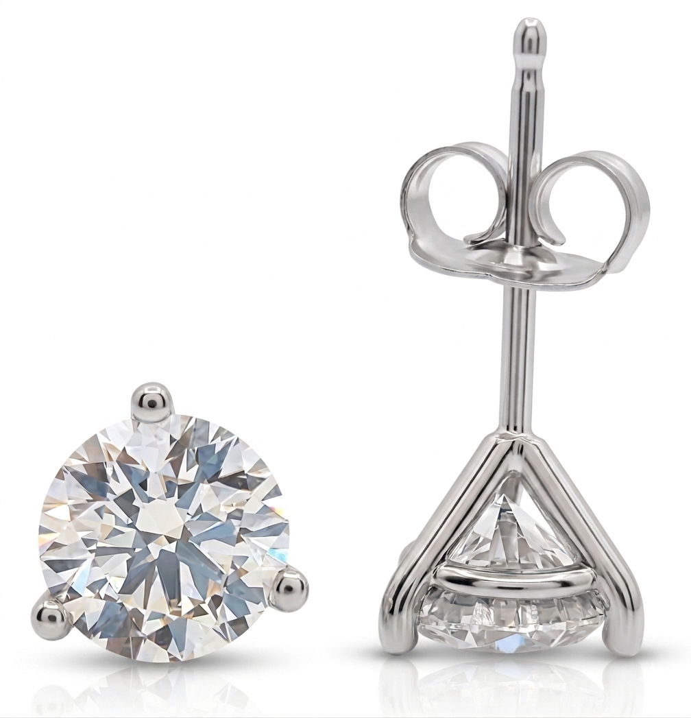 Diamond Stud Earrings, in platinum