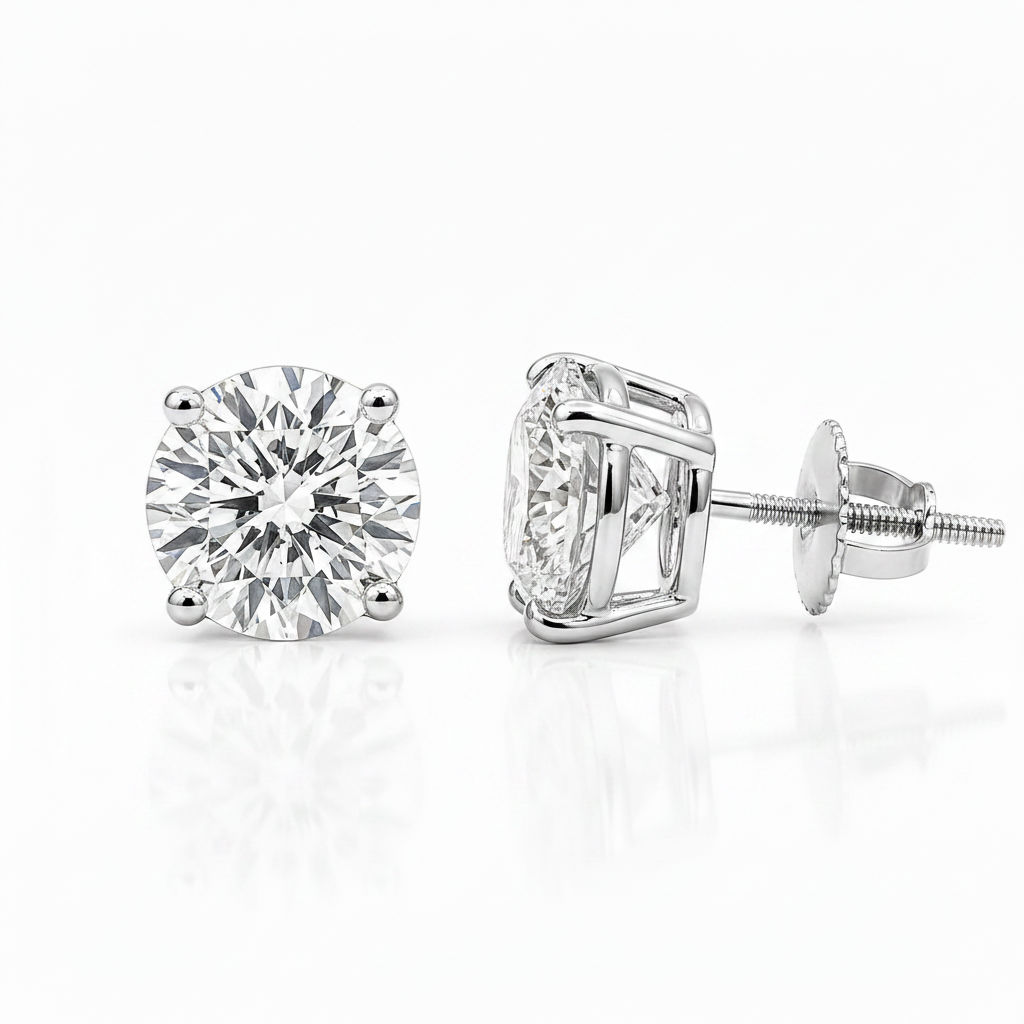 IGI Certified Round Brilliant Lab-Grown Diamond Stud Earrings view 3