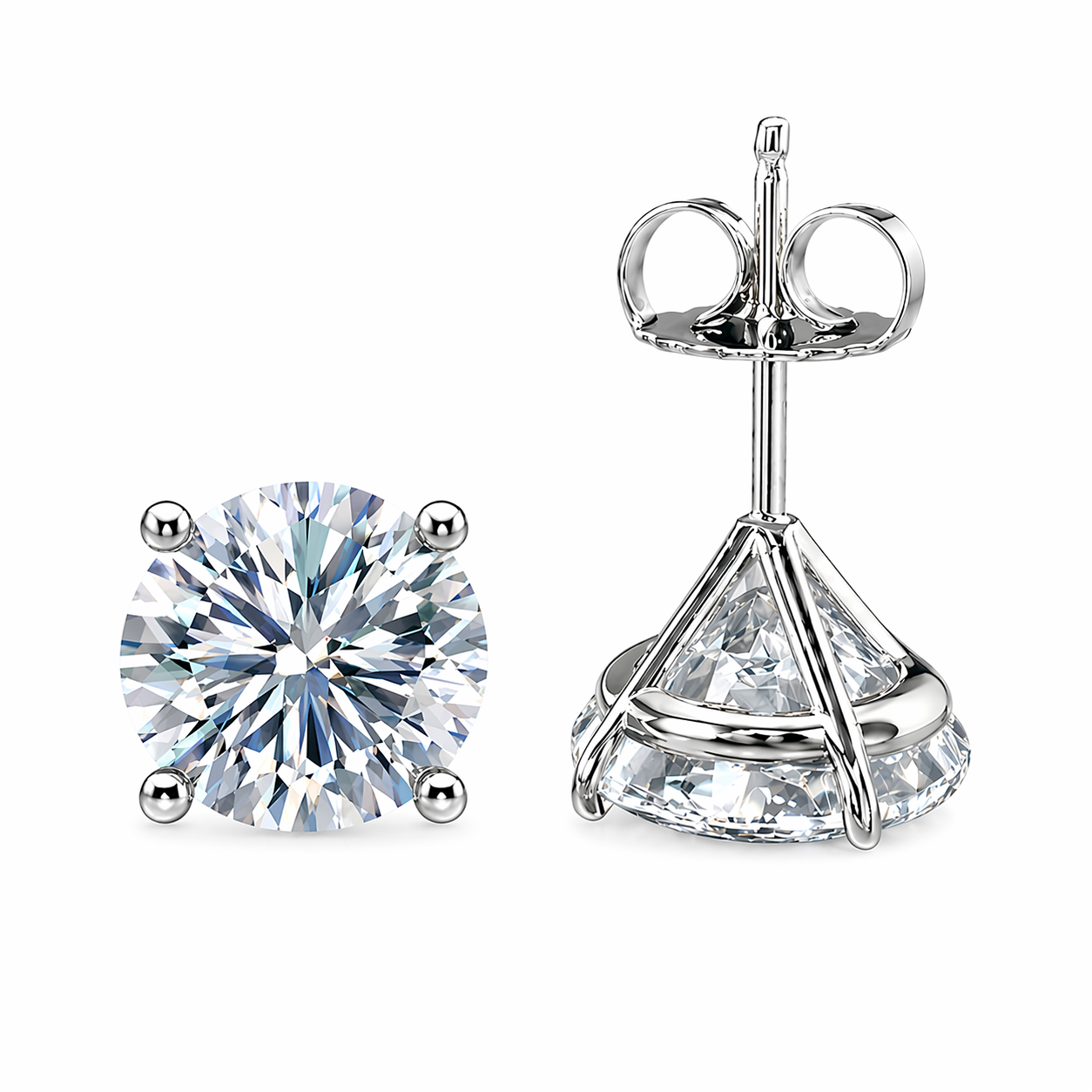 Diamond Stud Earrings, 4-prong martini setting, in platinum (2)