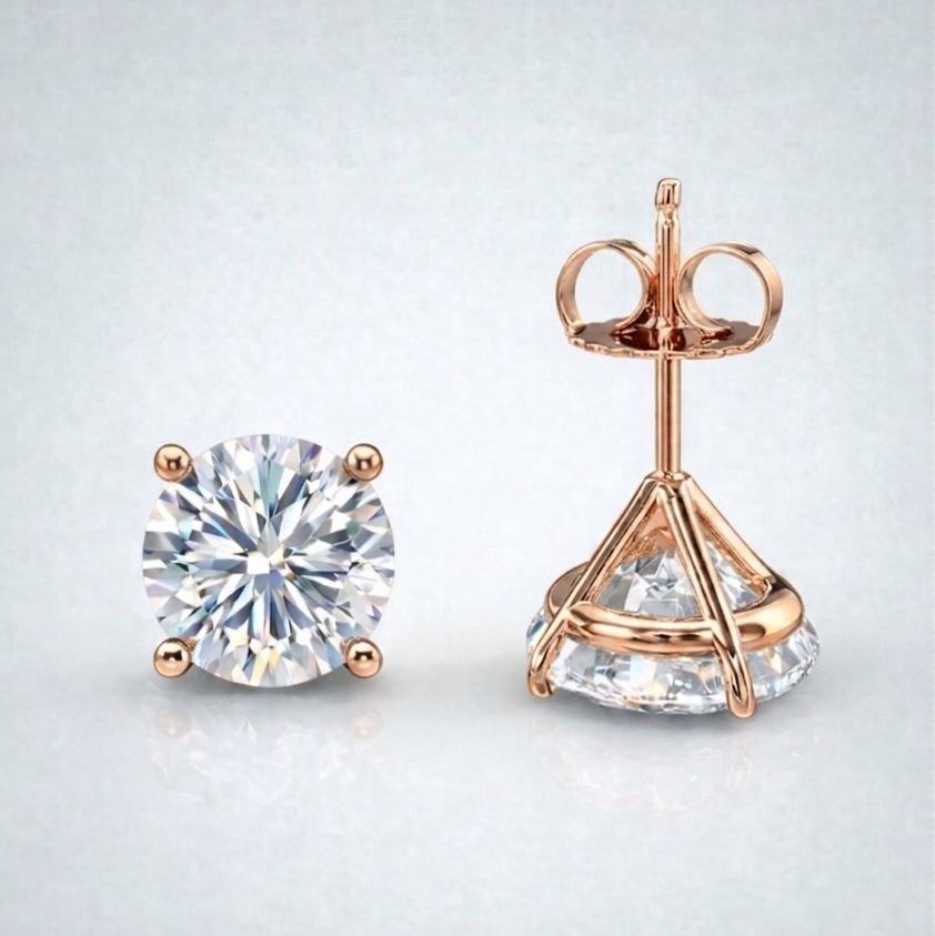 5.00 Carat Lab Grown Diamond Stud Earrings – IGI Certified D VS1 Round Brilliant | Martini or Basket Setting