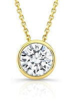 Load image into Gallery viewer, 1 Ct Round F VS2 Lab Grown Diamond Bezel Pendant 14k Yellow Gold IGI Certified
