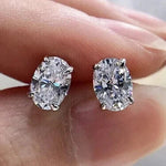 Load image into Gallery viewer, 4.00 Ct E VS1 Oval Lab Grown Diamond Stud Earrings Pushback 14k White Gold
