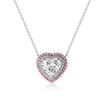 Load image into Gallery viewer, 4 Cttw Halo Lab Grown Diamond Heart Pendant 14k White Gold IGI Certified