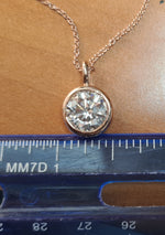 Load image into Gallery viewer, 3.00 Ct E VVS2 Round Lab Grown Diamond Bezel Pendant 14k Rose Gold IGI Certified
