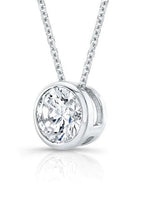 Load image into Gallery viewer, 1 Ct Round Lab Grown Diamond Bezel Pendant 14k White Gold IGI Certified