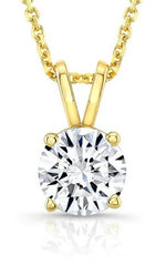 Load image into Gallery viewer, 1.50 Ct F VS2 Round Lab Grown Diamond Pendant 14k Yellow Gold IGI Certified