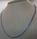 Load image into Gallery viewer, 15.00 Ct 14k White Gold Lab Grown Eternity Sapphire Tennis Necklace, 20” NEW!