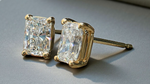 Load image into Gallery viewer, 1 Ct Radiant Diamond Lab Grown Diamond Stud Earrings 14k Yellow Gold Push Back