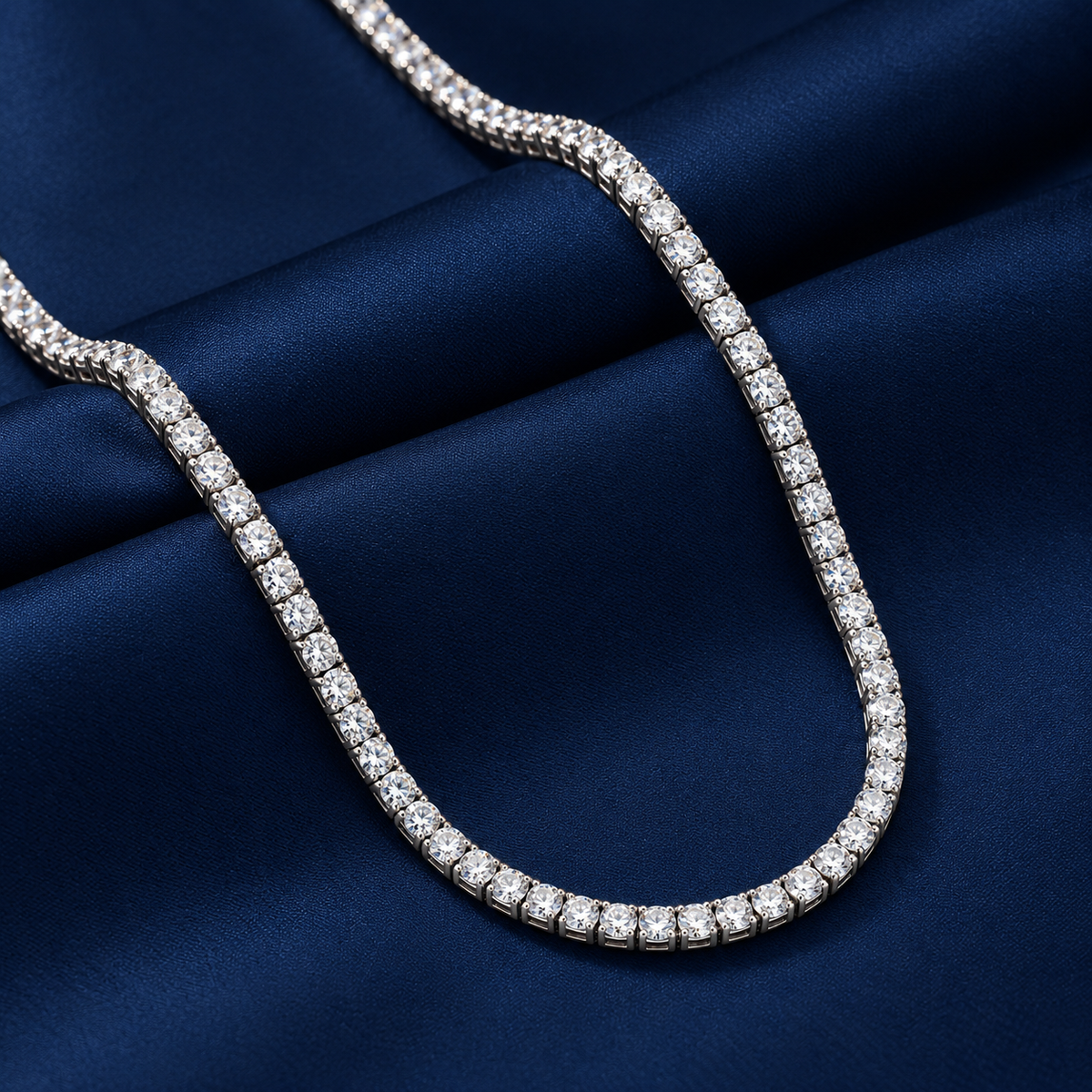 15.30 Ct E VS1 Lab Grown Diamond Eternity Tennis Necklace | 14K Gold 17"