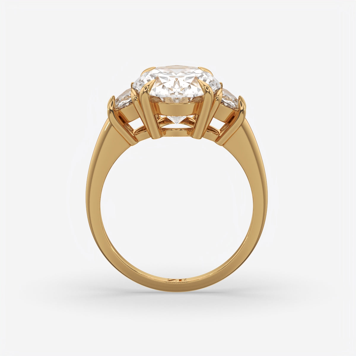 6.00 Ct Oval 3 Stone Ring With Half Moon Accents, view 11