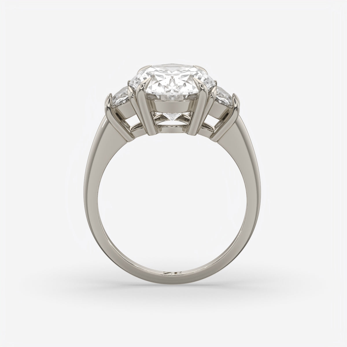 6.00 Ct Oval 3 Stone Ring With Half Moon Accents, view 12