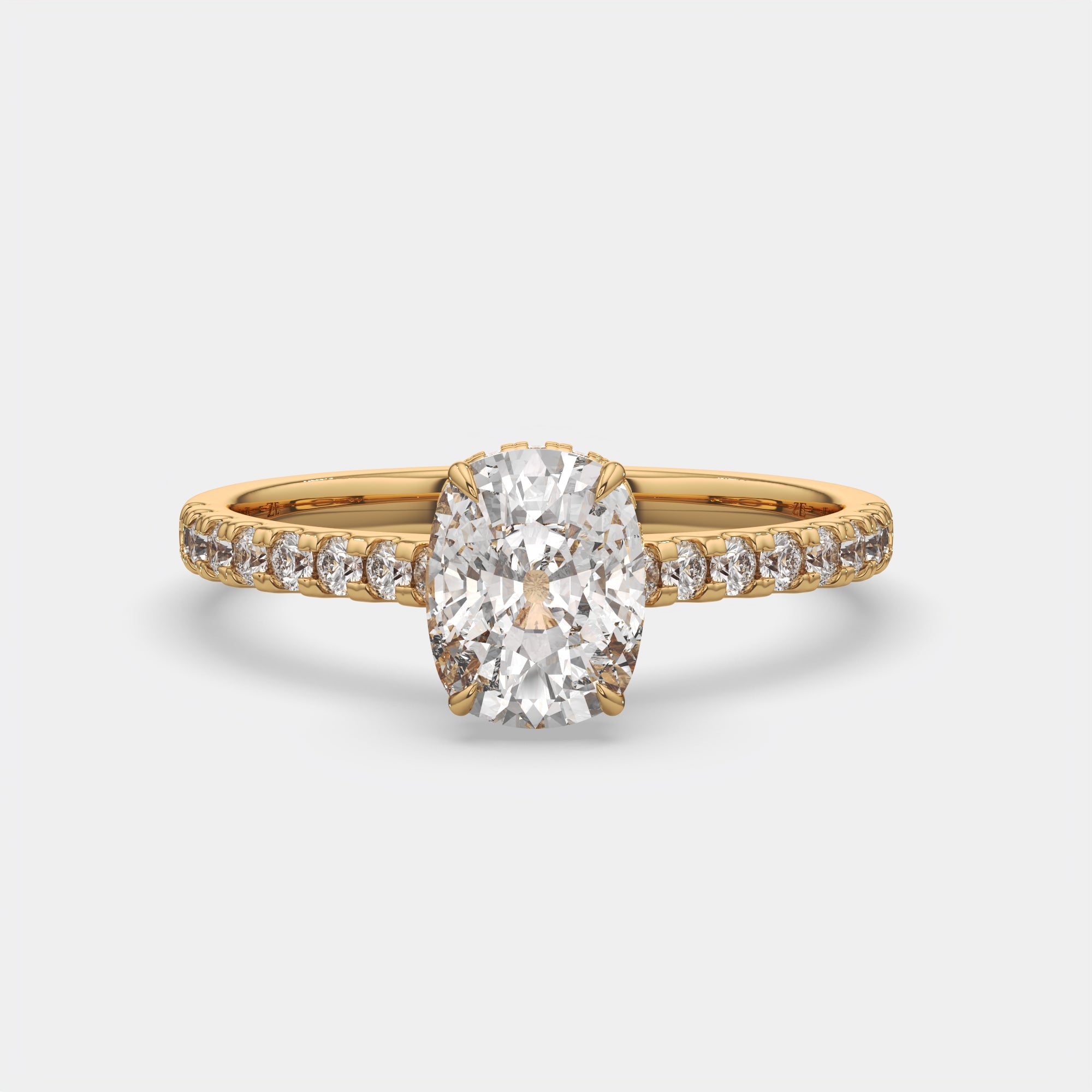 2.50 Ct F VS1 Cushion Cut Hidden Halo Diamond Ring, view 1