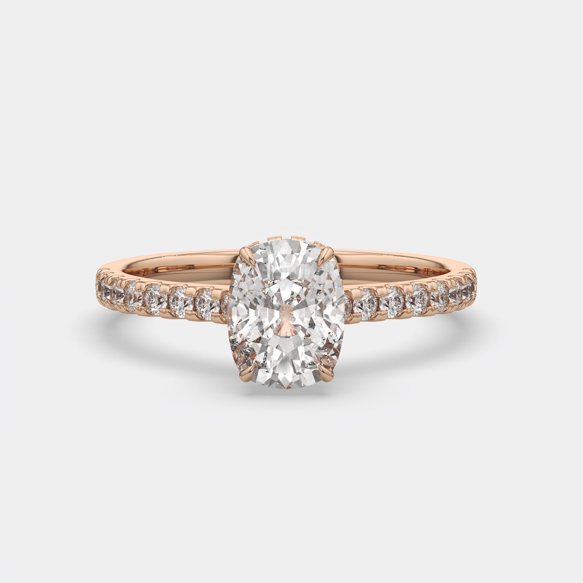 2.50 Ct F VS1 Cushion Cut Hidden Halo Diamond Ring, view 9