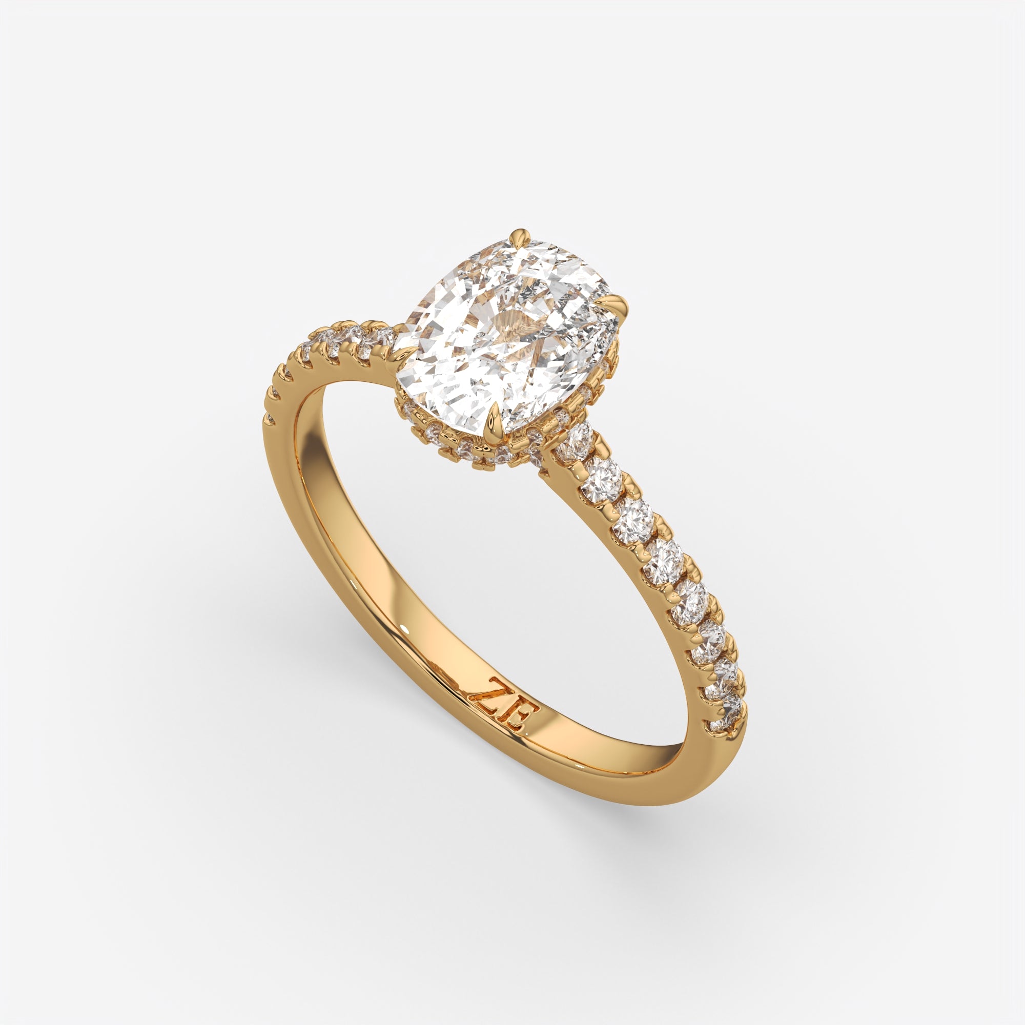 2.50 Ct F VS1 Cushion Cut Hidden Halo Diamond Ring, view 3