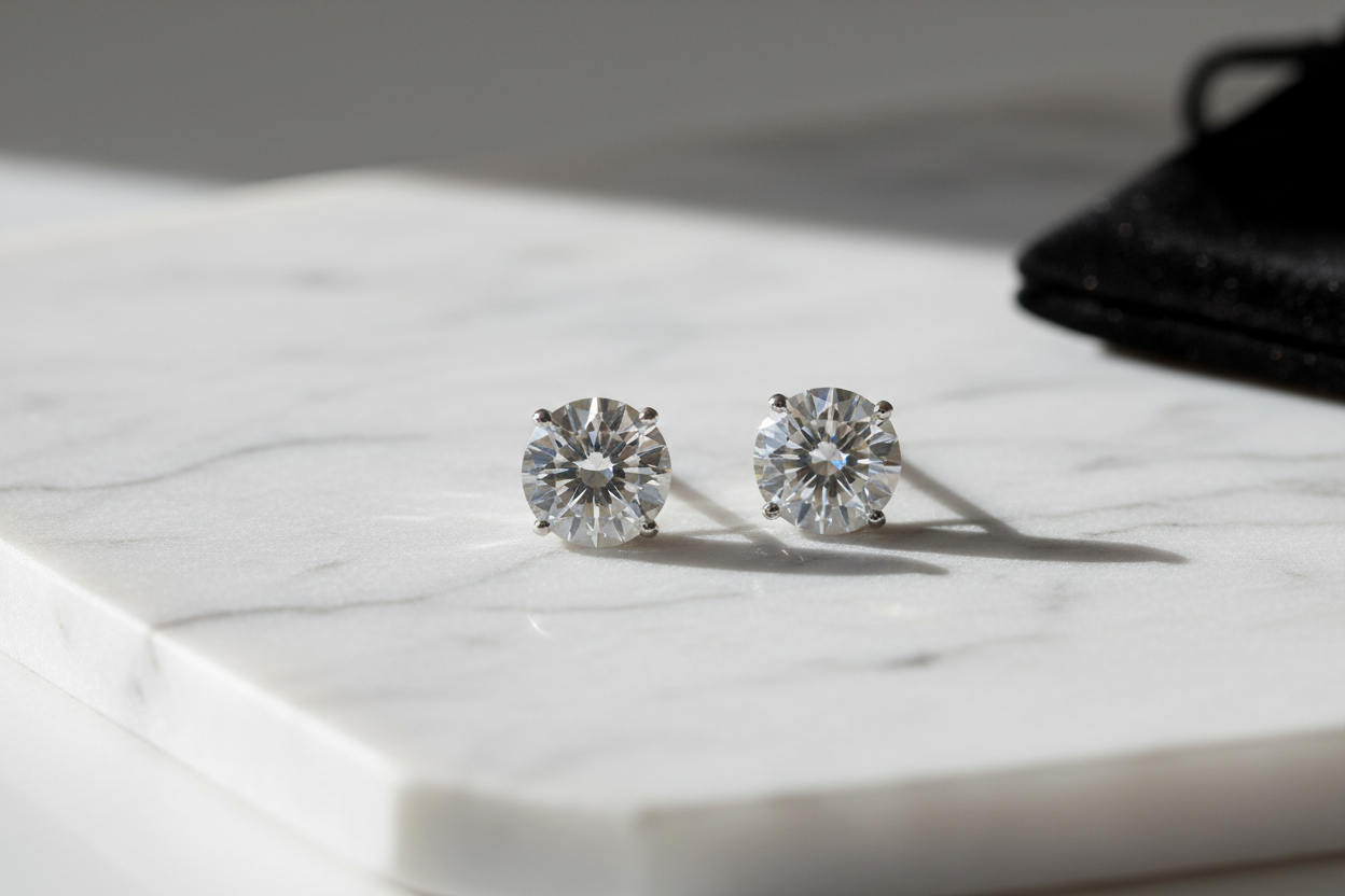 Diamond Studs on Marble