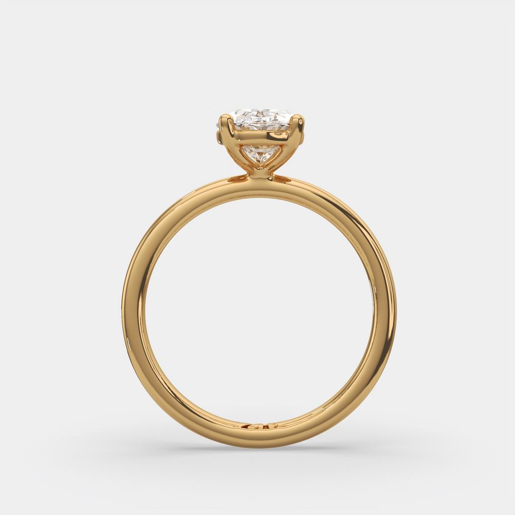 1.00 Ct E VS1 Oval Lab Grown Diamond Solitaire Ring, in yellow gold, side profile