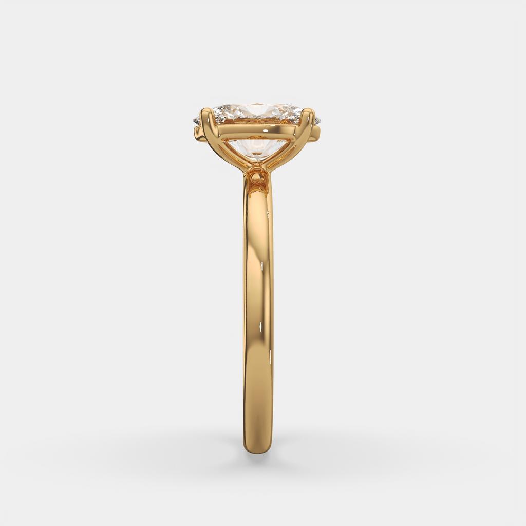 1.00 Ct E VS1 Oval Lab Grown Diamond Solitaire Ring, in yellow gold, side profile