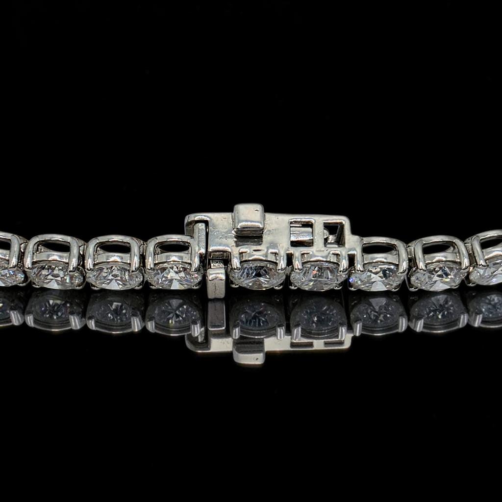 10 CTW D-E Color VS Round Lab Grown Diamond Tennis Bracelet, in white gold, side profile