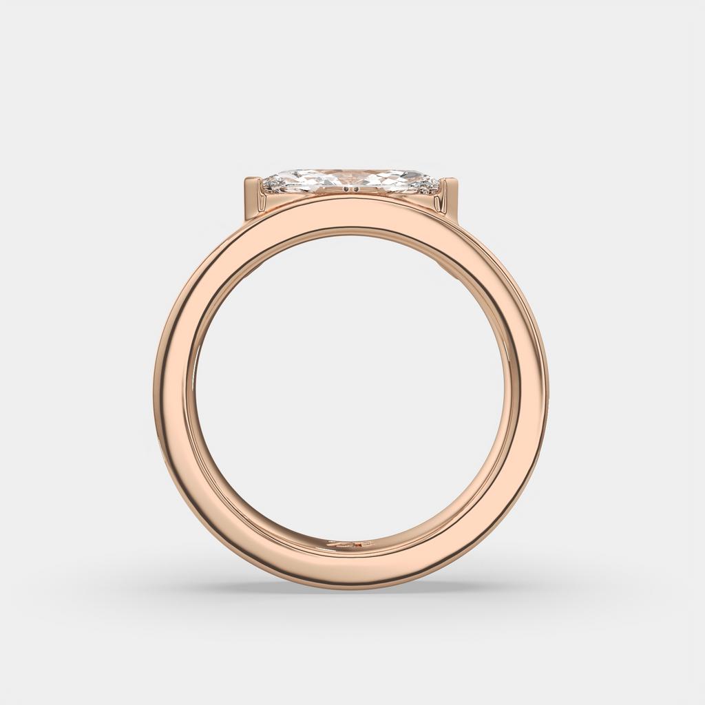 1.00 Ct D VS1 Marquise East West Solitaire Lab Grown Diamond Ring, in rose gold, side profile