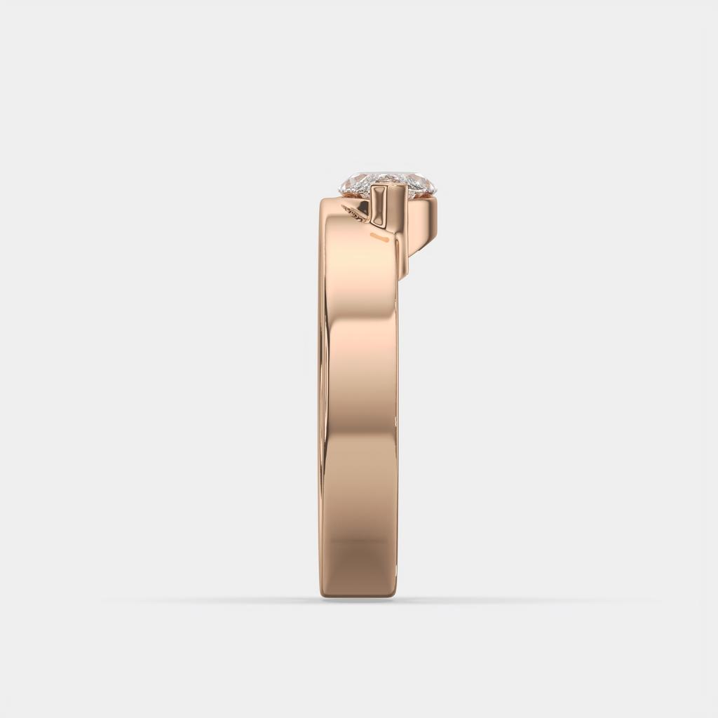 1.00 Ct D VS1 Marquise East West Solitaire Lab Grown Diamond Ring, in rose gold, side profile