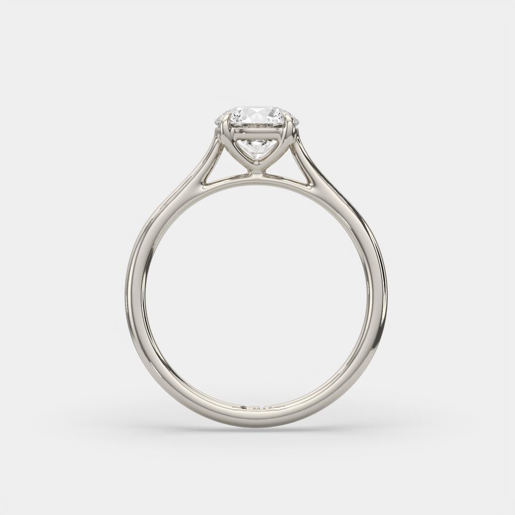 1.00 Ct D VVS2 Round Solitaire Lab Grown Diamond Ring, in white gold, side profile