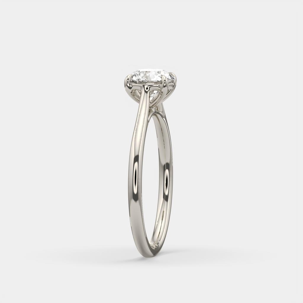 1.00 Ct D VVS2 Round Solitaire Lab Grown Diamond Ring, in white gold, side profile