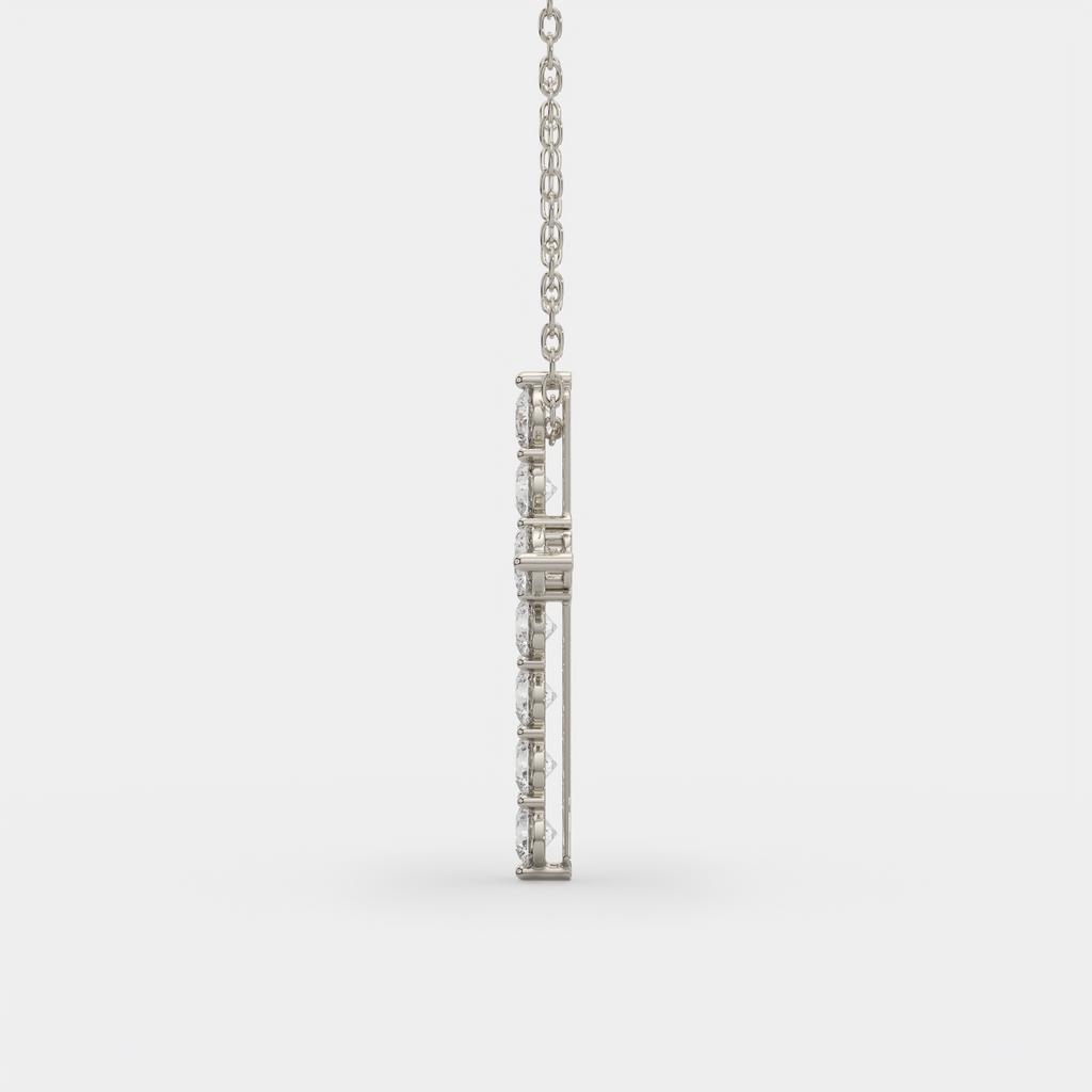 11.00 Ct D VS1 Round Lab-Grown Diamond Cross Pendant, in white gold, side profile