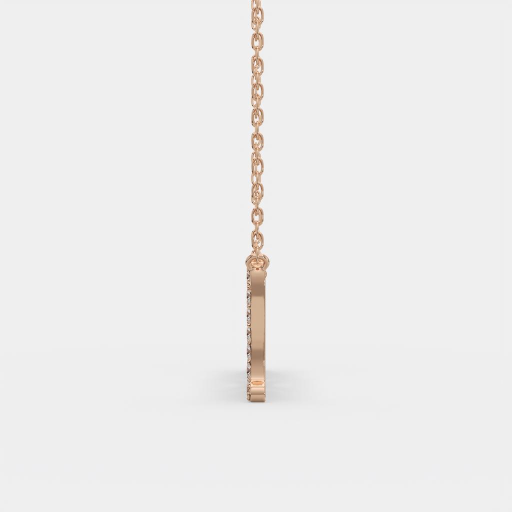 1.50 Ct D VS1 Round Brilliant MOM Diamond Pendant, in rose gold, side profile