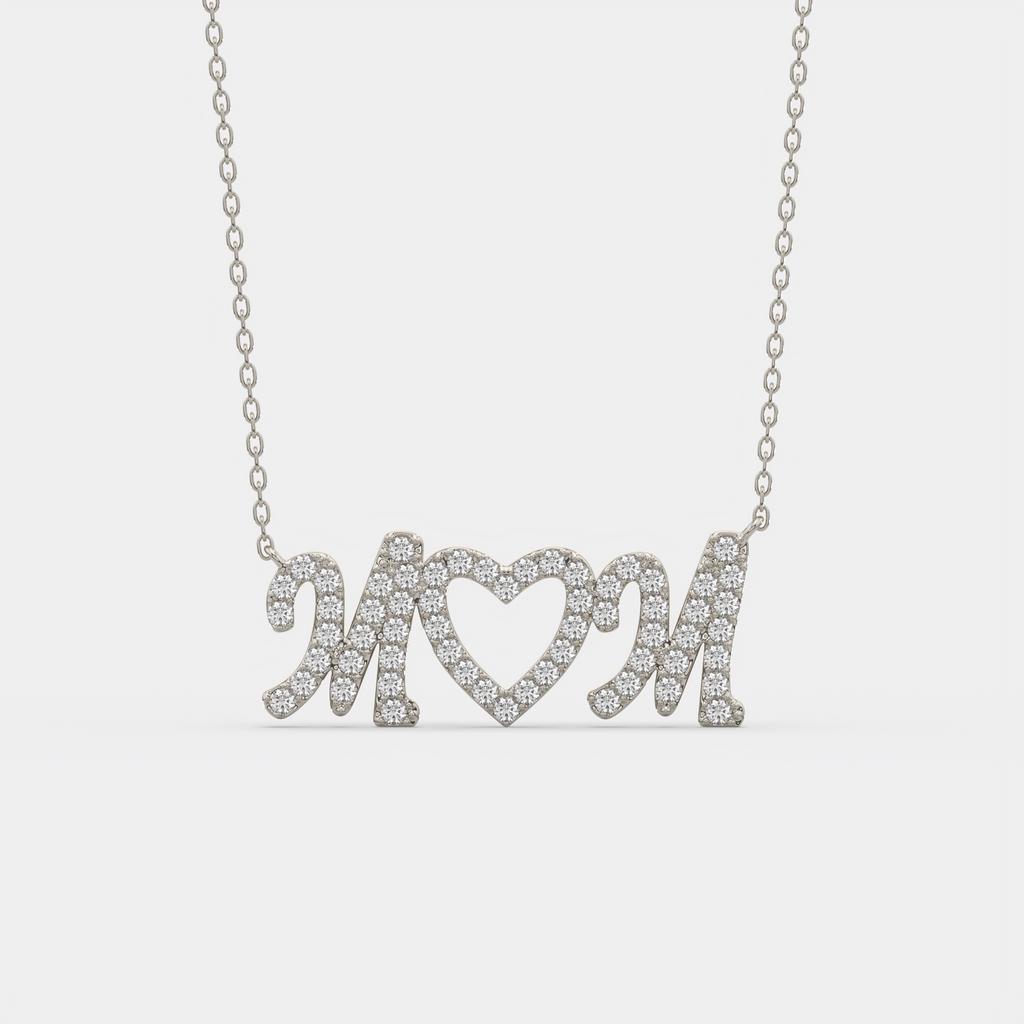 1.50 Ct D VS1 Round Brilliant MOM Diamond Pendant, in white gold, front view
