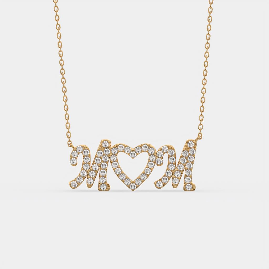 1.50 Ct D VS1 Round Brilliant MOM Diamond Pendant, in yellow gold, front view