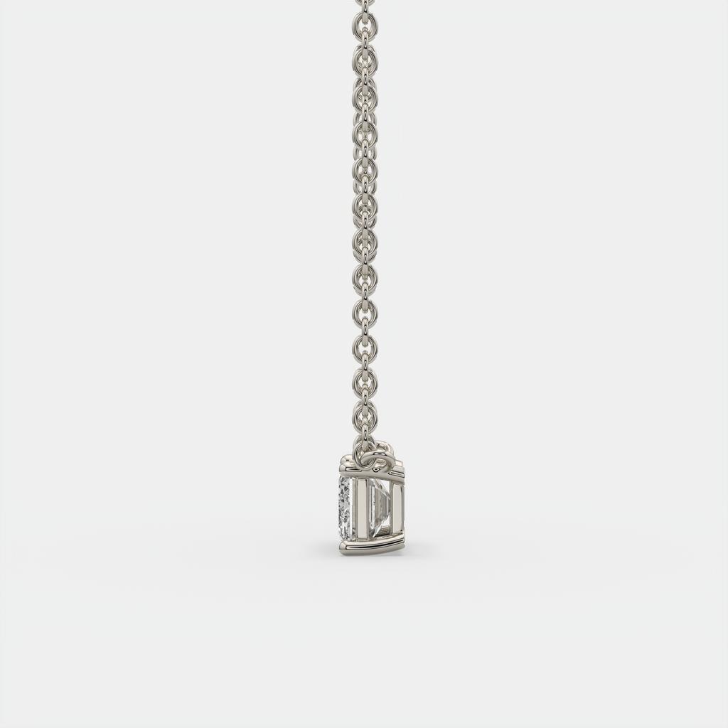 2.00 Ct D VS1 Emerald Cut Lab-Grown Diamond Solitaire Pendant, in white gold, side profile