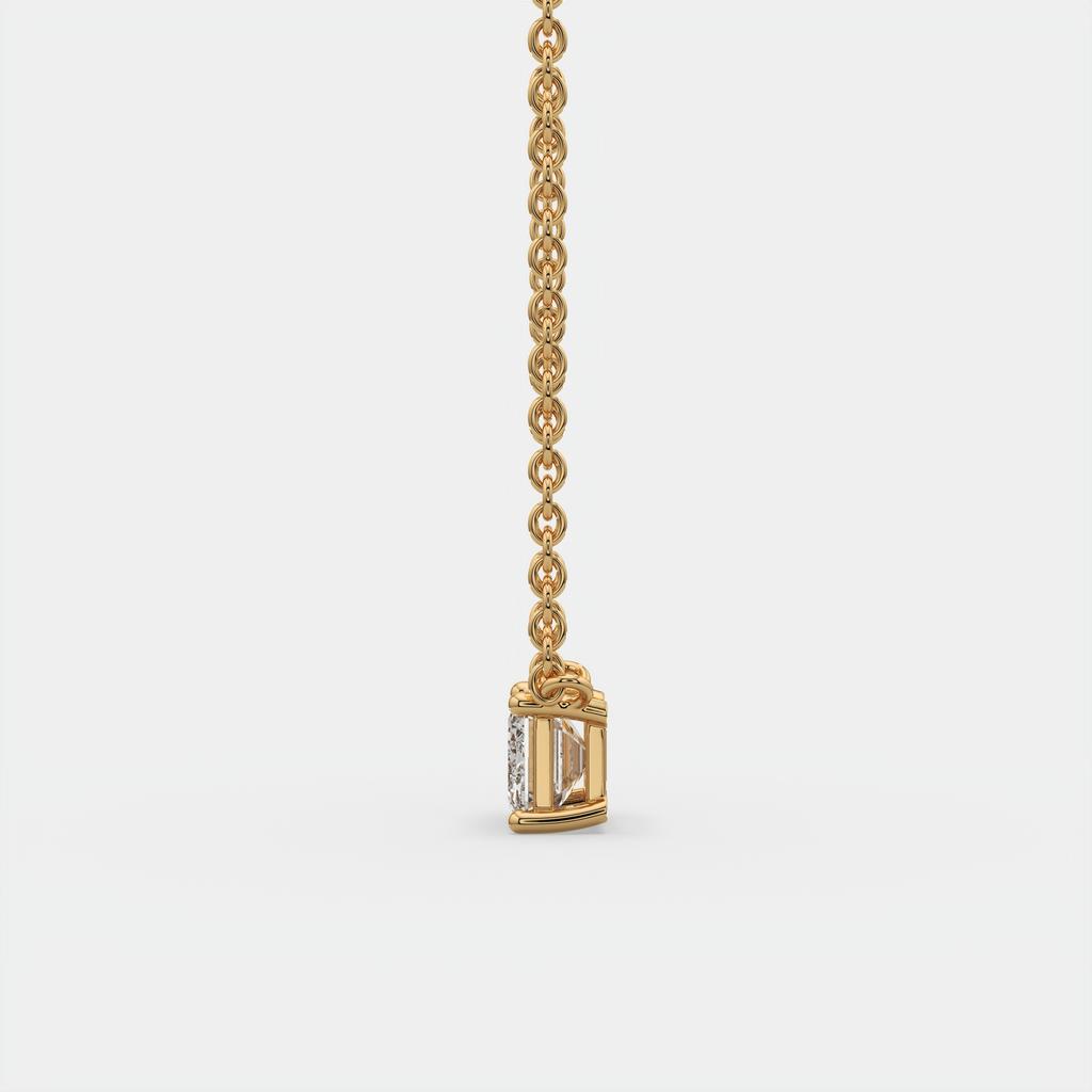 2.00 Ct D VS1 Emerald Cut Lab-Grown Diamond Solitaire Pendant, in yellow gold, side profile