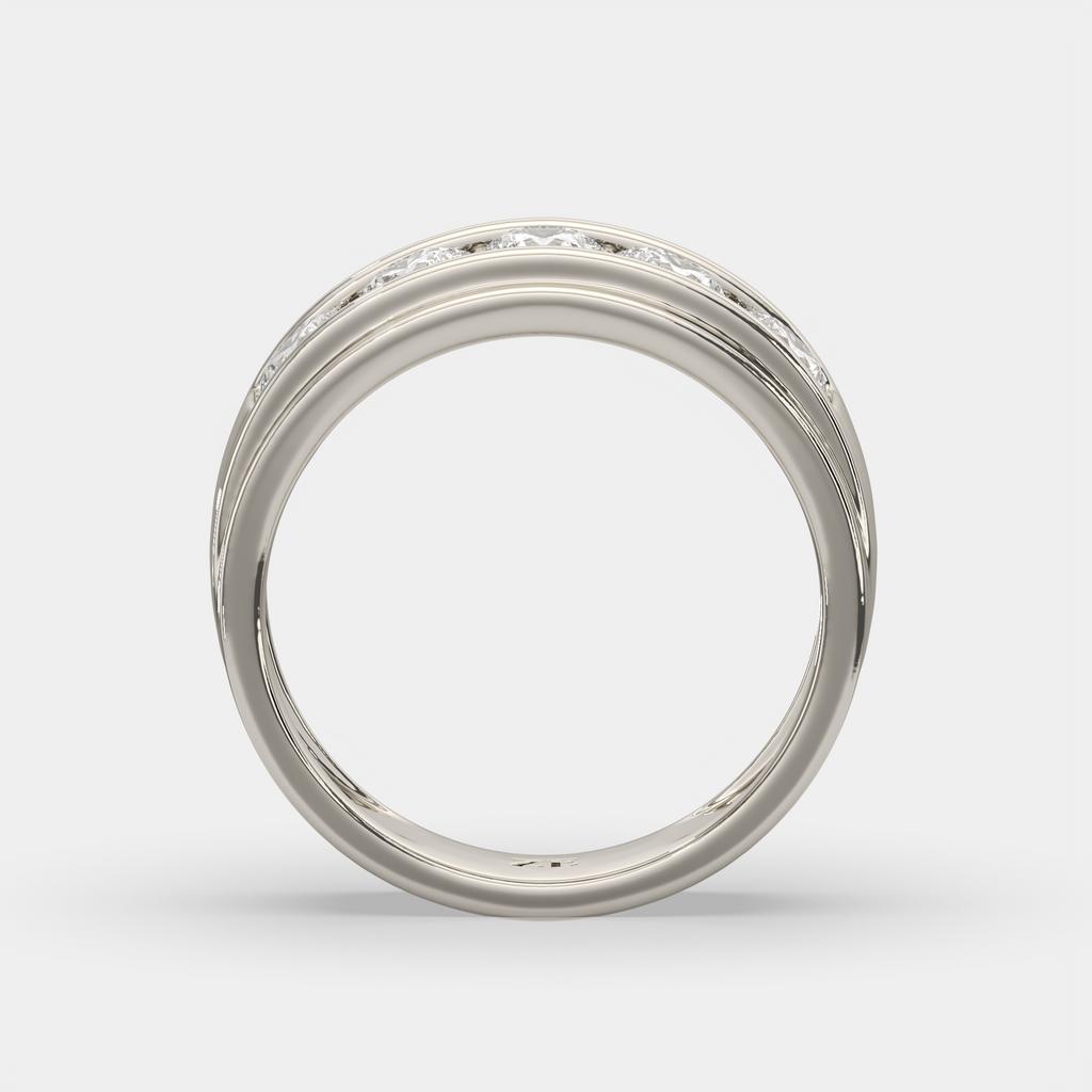 2.00 Ct D-E VS1 Round Lab-Grown Diamond Men's Channel Set Wedding Band, in white gold, side profile
