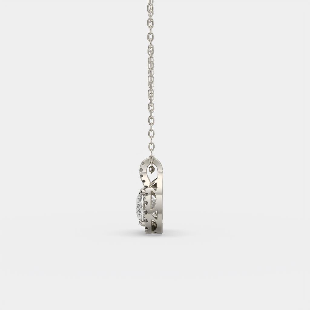2.20 Ct E Color VS1 Cushion East West Diamond Pendant, in white gold, side profile
