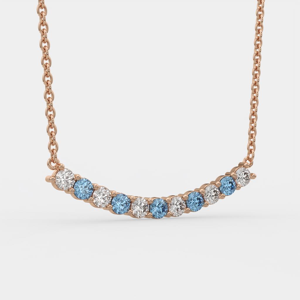 2.50 Ct Fancy Blue and White Diamond Alternating Pendant, in rose gold, front view