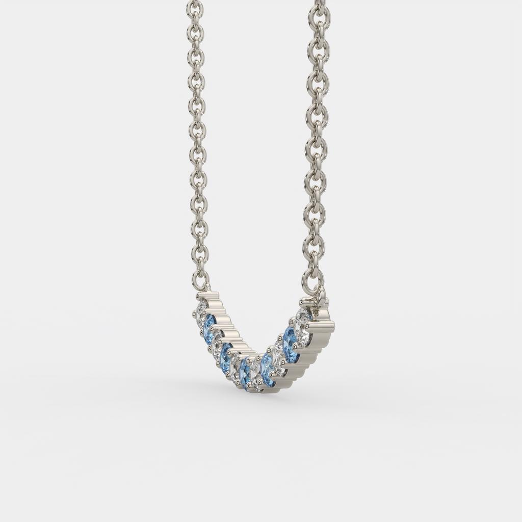 2.50 Ct Fancy Blue and White Diamond Alternating Pendant, in white gold, side profile