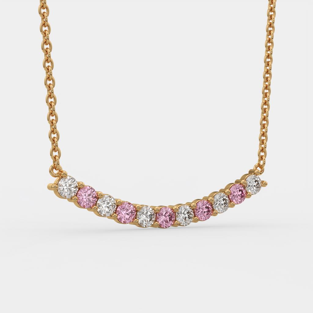 2.50 Ct Fancy Pink and White Lab Grown Diamond Alternating Pendant, in rose gold, front view