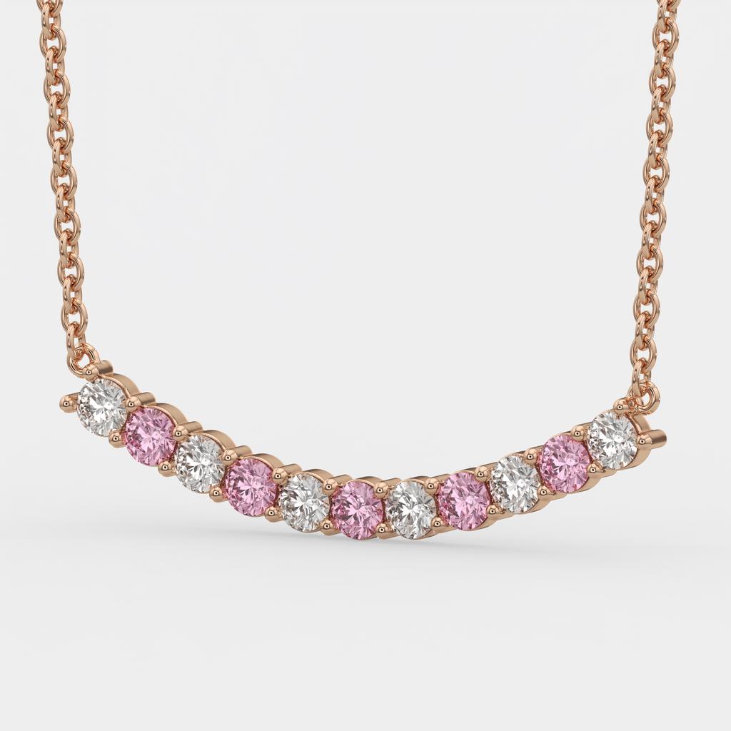 2.50 Ct Fancy Pink and White Lab Grown Diamond Alternating Pendant, in rose gold, front view
