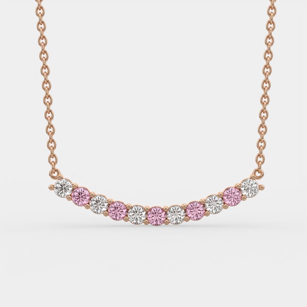 2.50 Ct Fancy Pink and White Lab Grown Diamond Alternating Pendant, in rose gold, front view