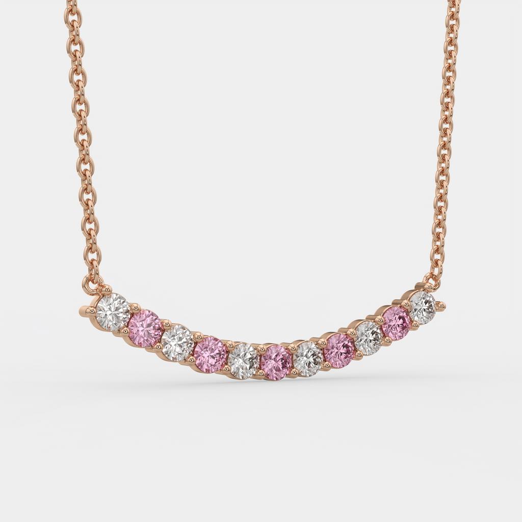 2.50 Ct Fancy Pink and White Lab Grown Diamond Alternating Pendant, in rose gold, front view