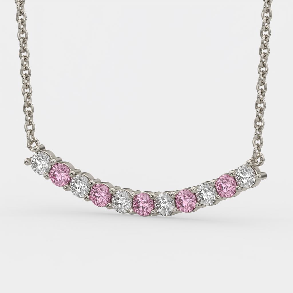 2.50 Ct Fancy Pink and White Lab Grown Diamond Alternating Pendant, in white gold, front view