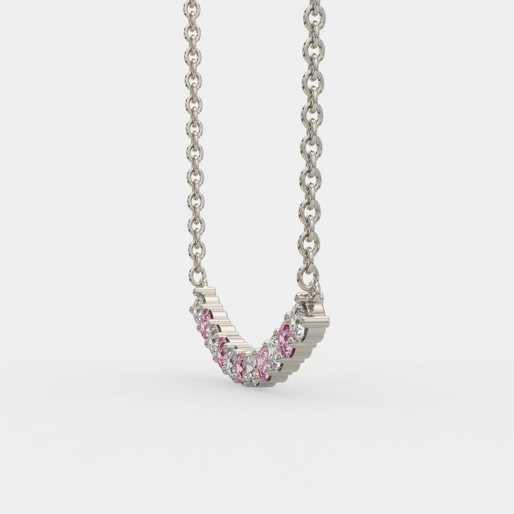 2.50 Ct Fancy Pink and White Lab Grown Diamond Alternating Pendant, in white gold, side profile