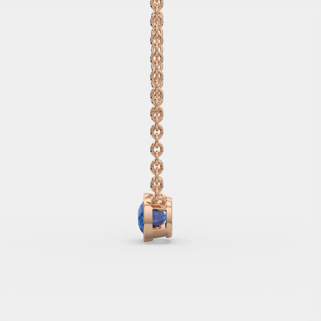 3.00 Ct Cushion Blue Sapphire East West Pendant, in rose gold, side profile