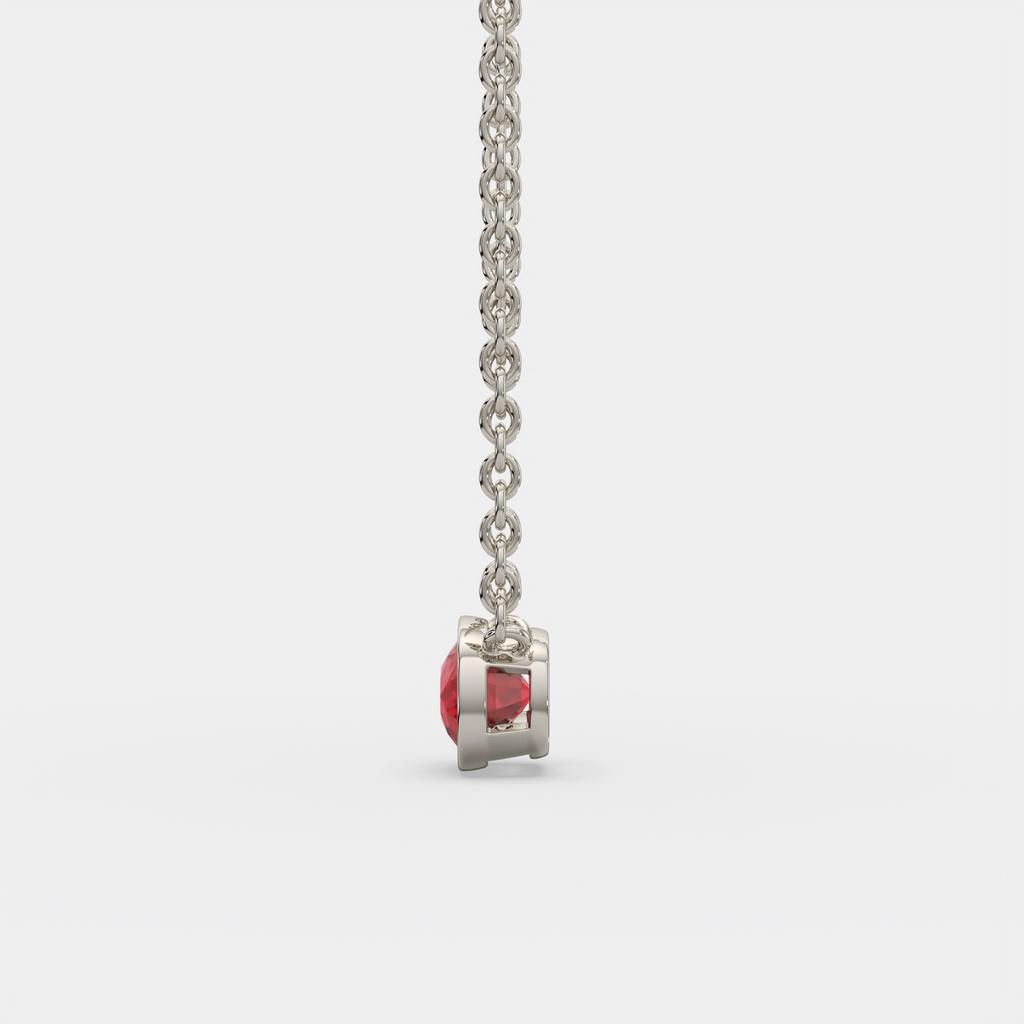 3.00 Ct Cushion Red Ruby East West Pendant, in white gold, side profile