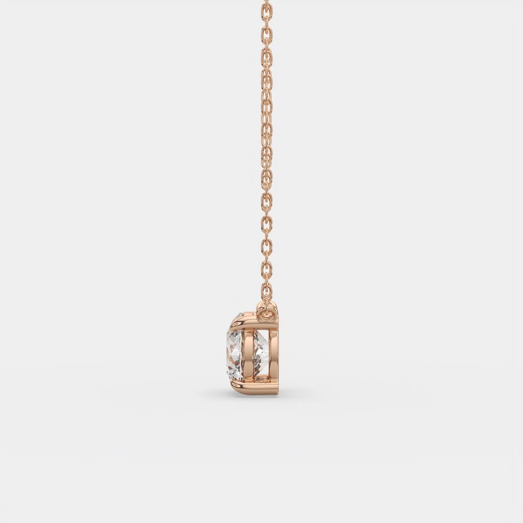 3.00 Ct D VS1 Round Brilliant Solitaire Diamond Pendant, in rose gold, side profile