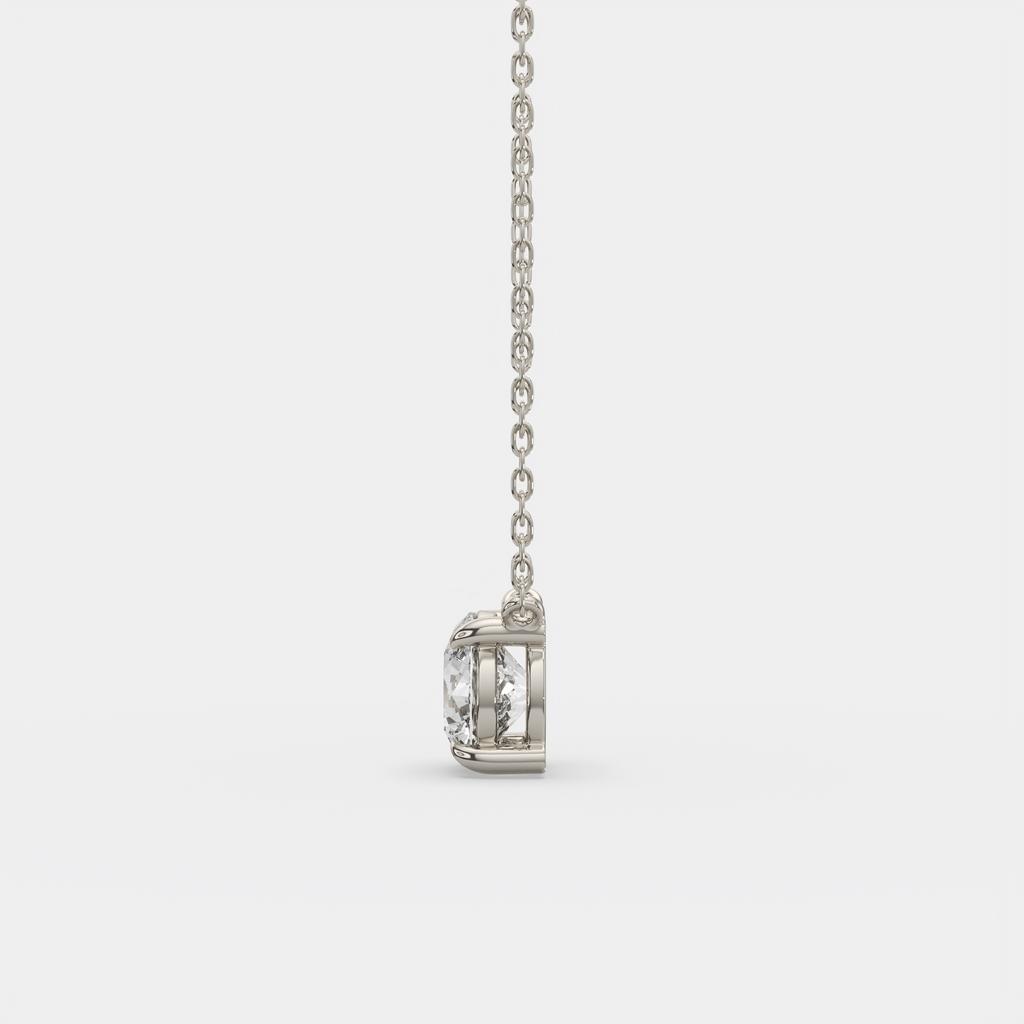 3.00 Ct D VS1 Round Brilliant Solitaire Diamond Pendant, in white gold, side profile