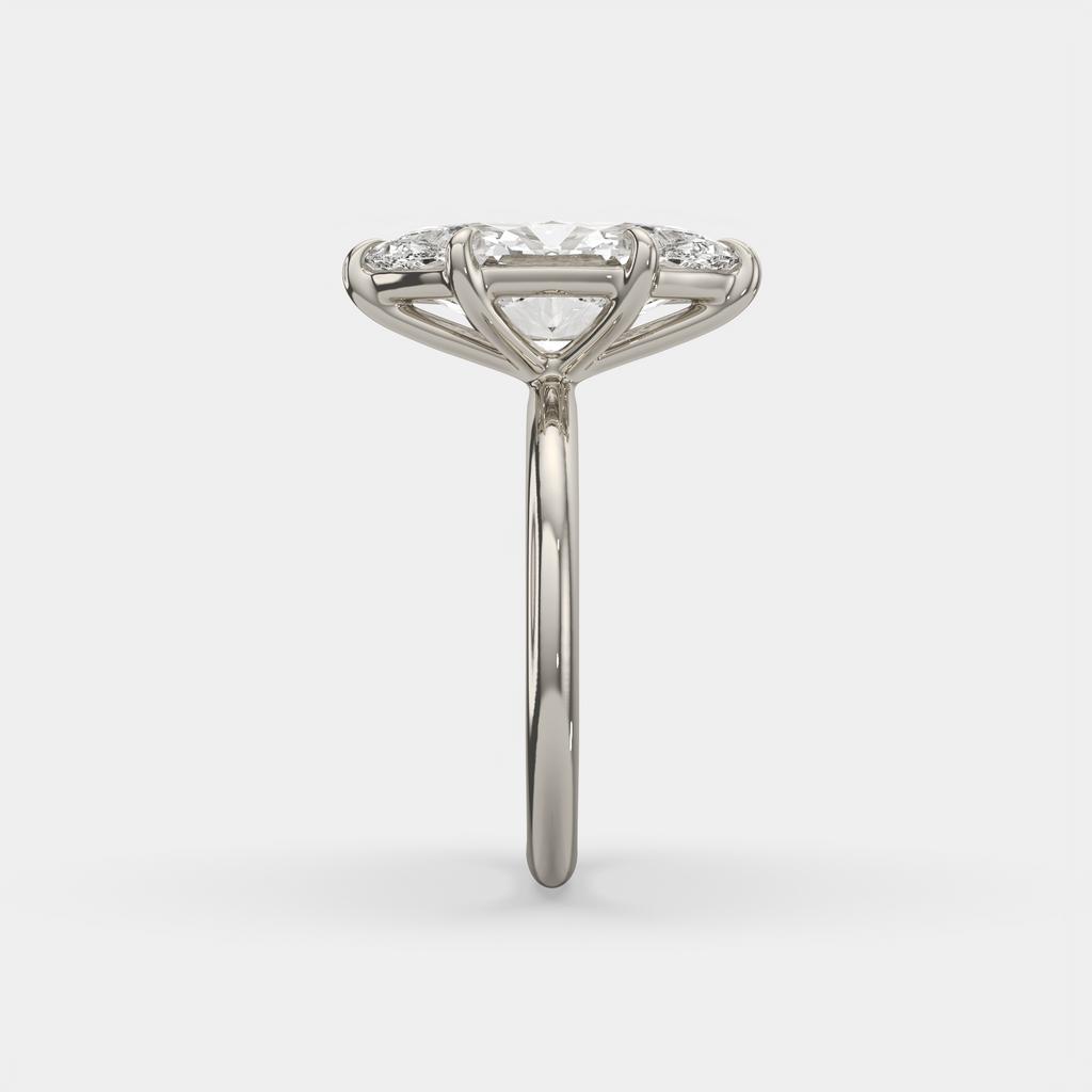 3.00 Ct E VS1 Marquise Lab Grown Diamond Solitaire Ring, in white gold, side profile