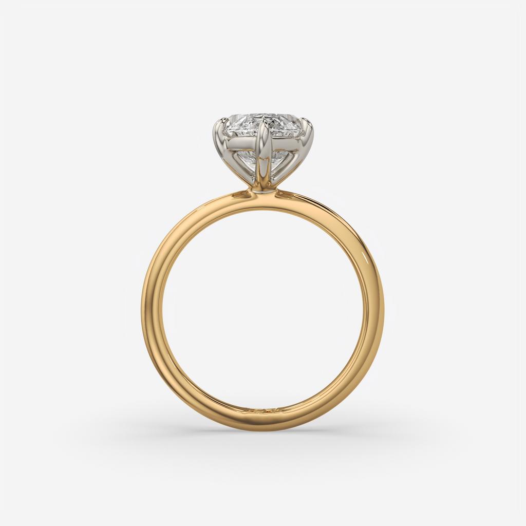 3.00 Ct E VS1 Marquise Lab Grown Diamond Solitaire Ring, in yellow gold, side profile
